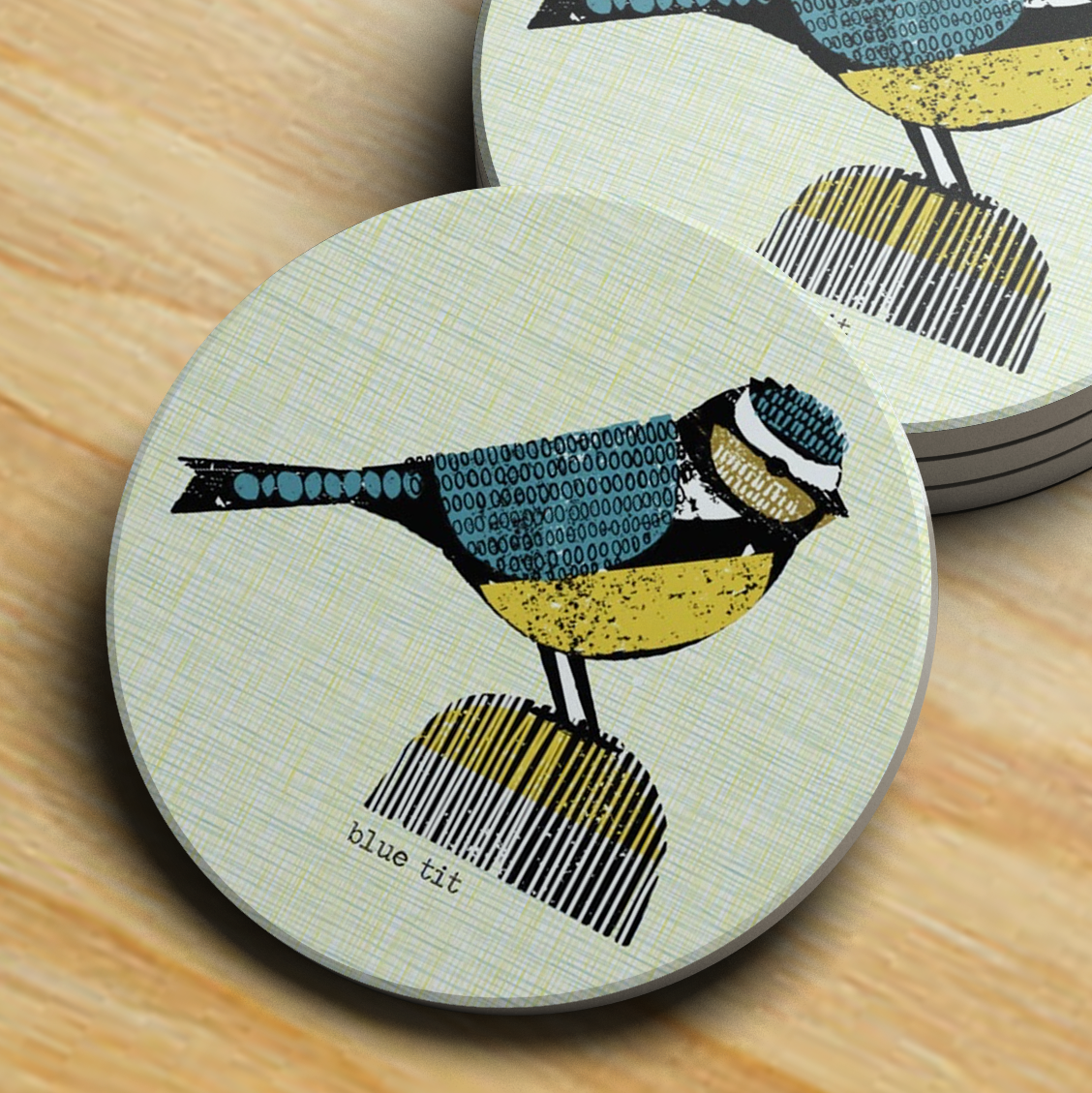 Blue Tit Ceramic Coaster