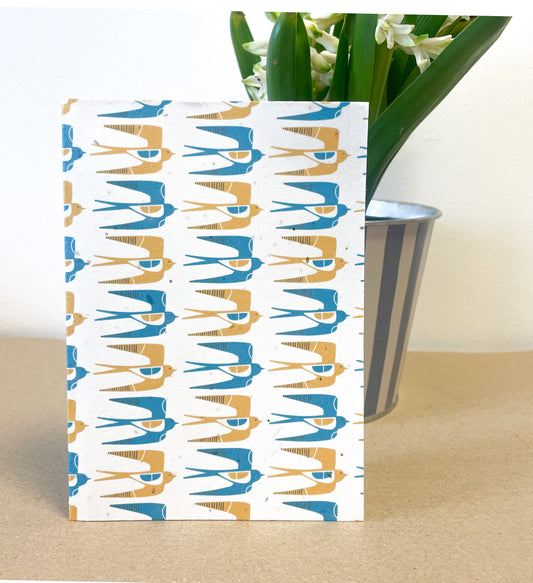 Seed Paper Notecard - Swallow Pattern