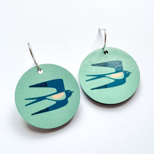 Swallow Earrings - Light Teal (New)