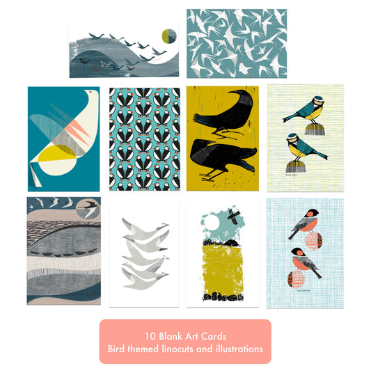 Set of 10 Art Cards - Bird Designs