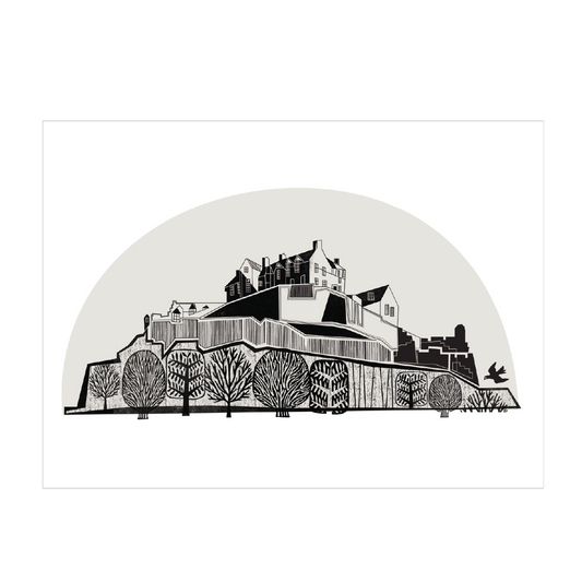 Edinburgh Castle Art Print (Black & Oatmeal)