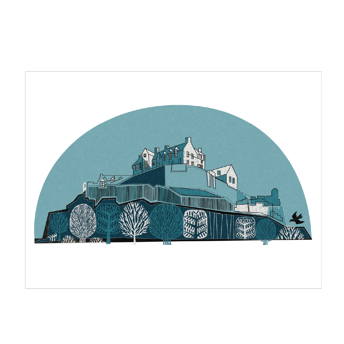 Edinburgh Castle Art Print (Blues)