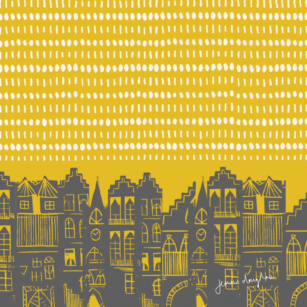 An Edinburgh Day Art Print (Mustard & Grey)