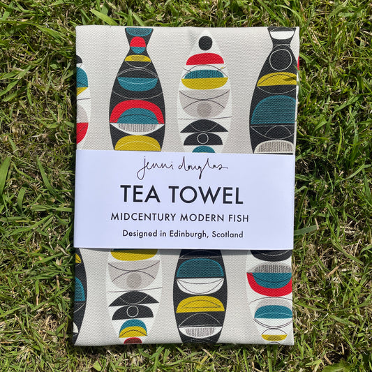 Midcentury Fish Tea Towel