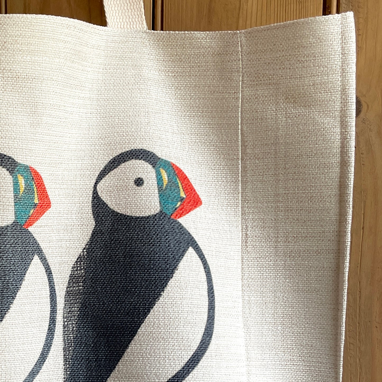 Large Puffins Linen Shopper Bag