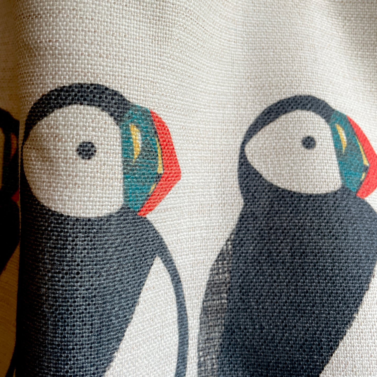 Large Puffins Linen Shopper Bag