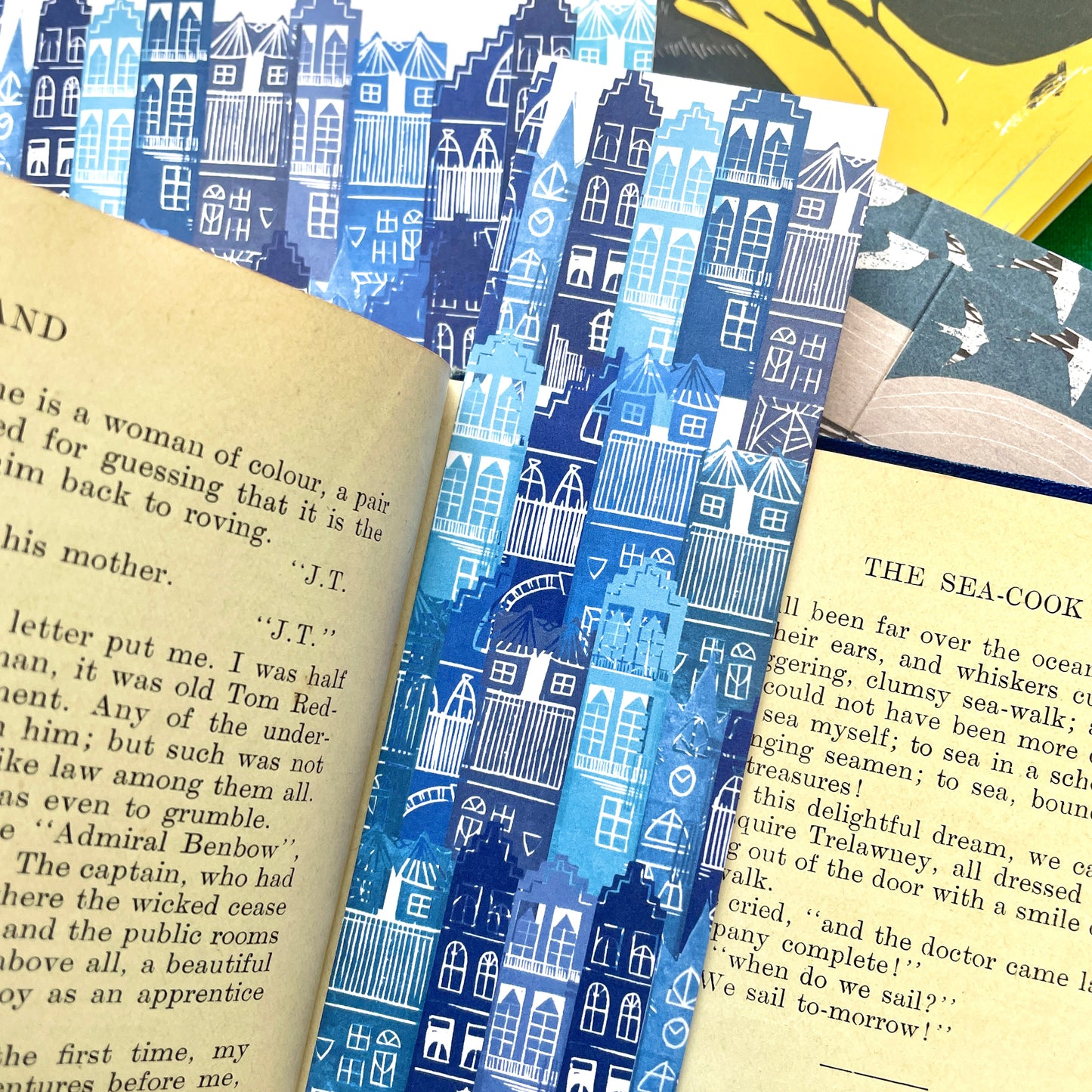 Blue Edinburgh Cityscape Card with Bookmark Back