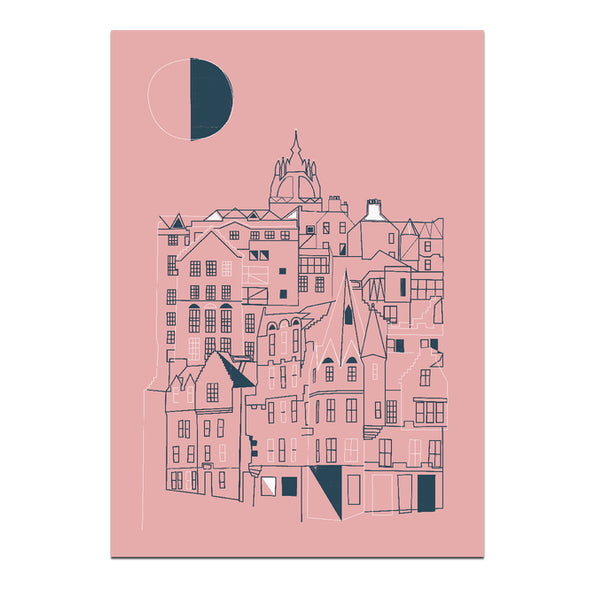 Edinburgh Old Town Art Card with Bookmark Back