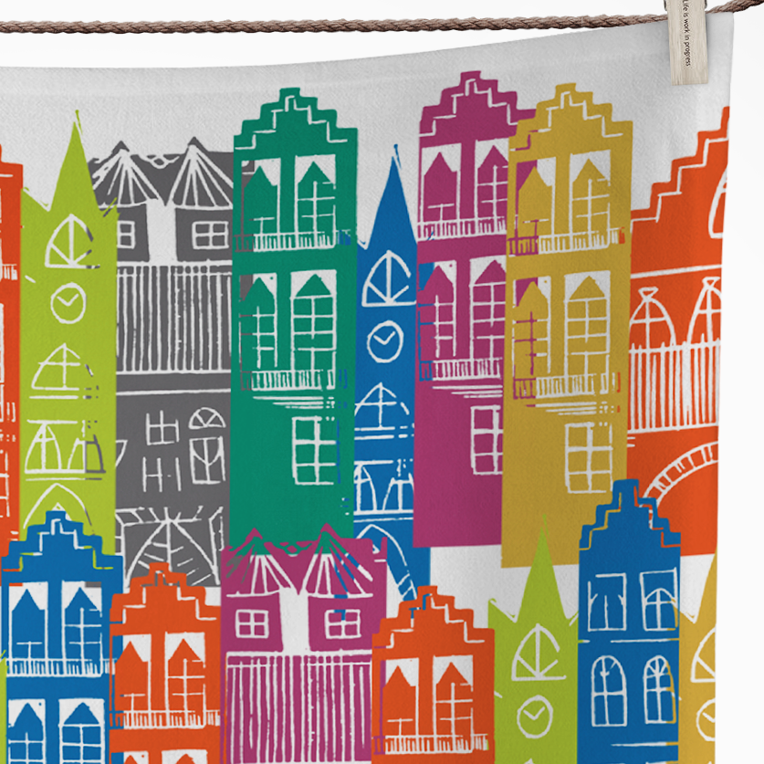 Rainbow Edinburgh Cityscape Tea Towel