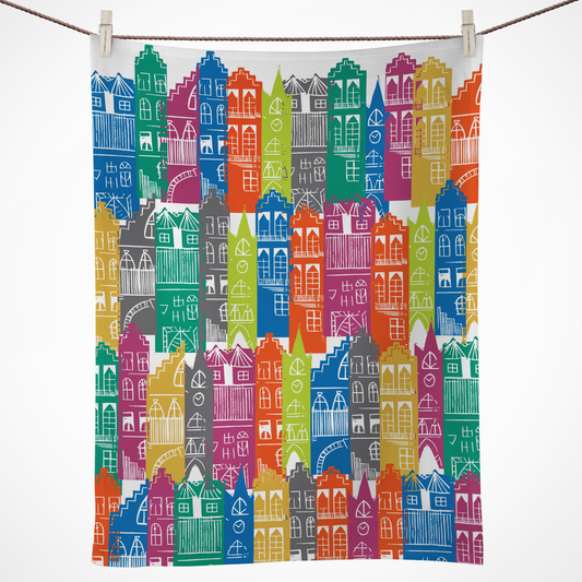 Rainbow Edinburgh Cityscape Tea Towel