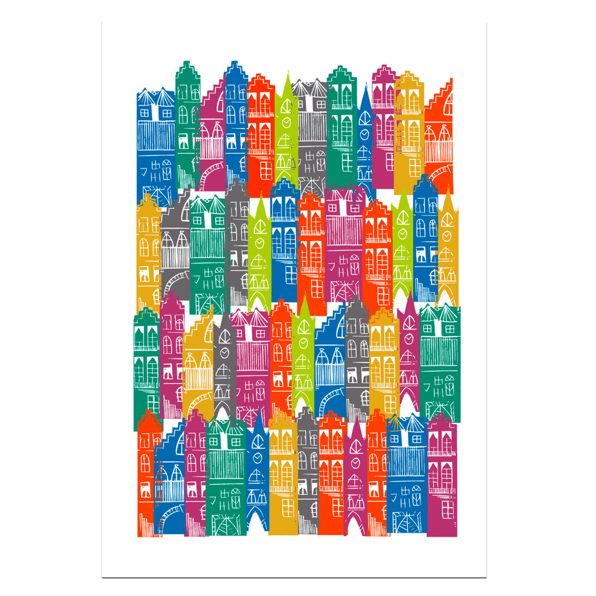 Rainbow Edinburgh Cityscape Card with Bookmark Back