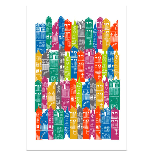 Rainbow Edinburgh Cityscape Art Card