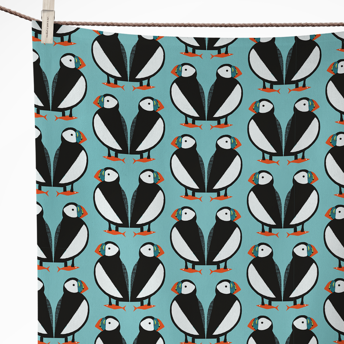 Puffins Tea Towel