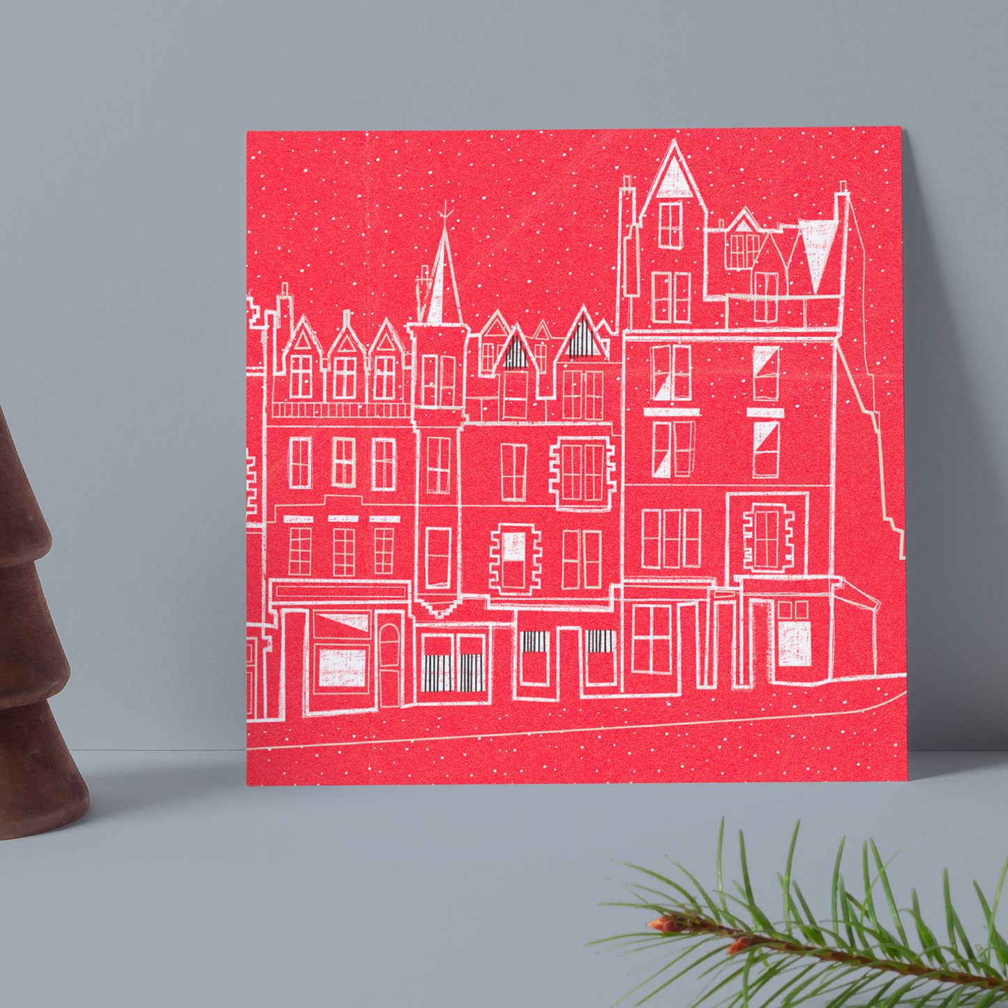 Edinburgh High Street at Christmas Large Card