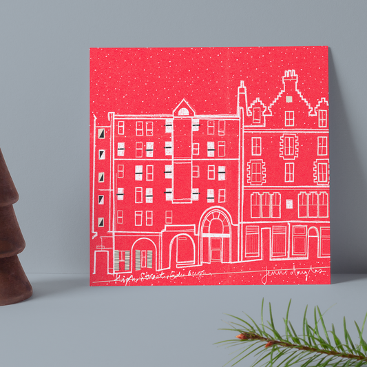 Edinburgh High Street at Christmas Large Card