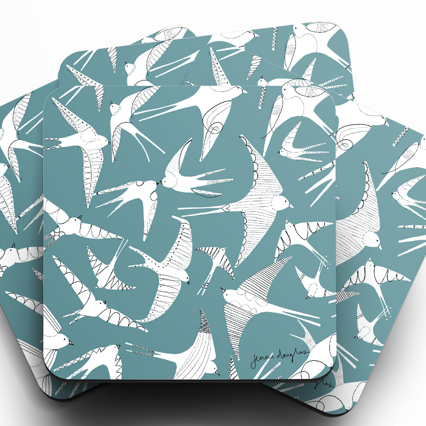 Set of Four Swoop of Swallows Coasters