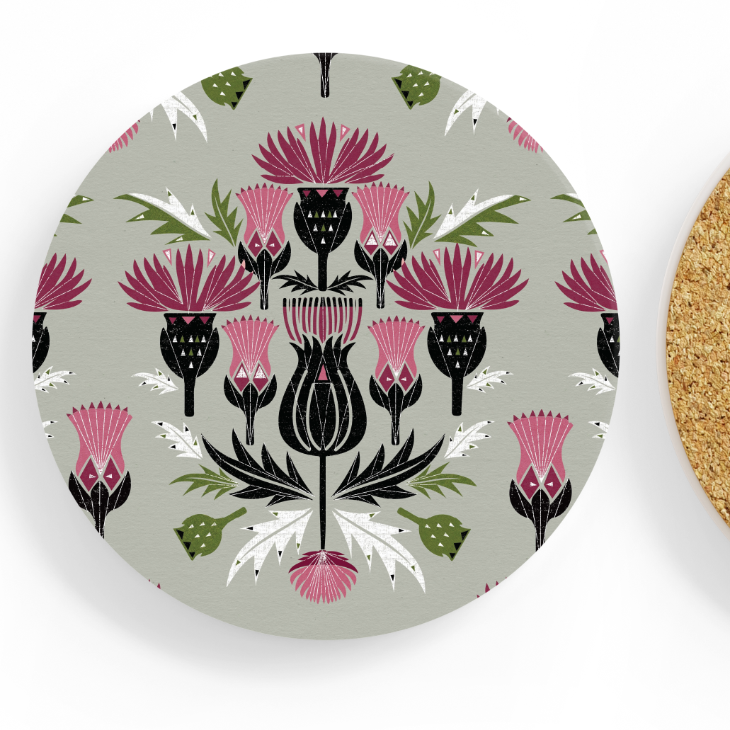 Thistles Ceramic Coaster