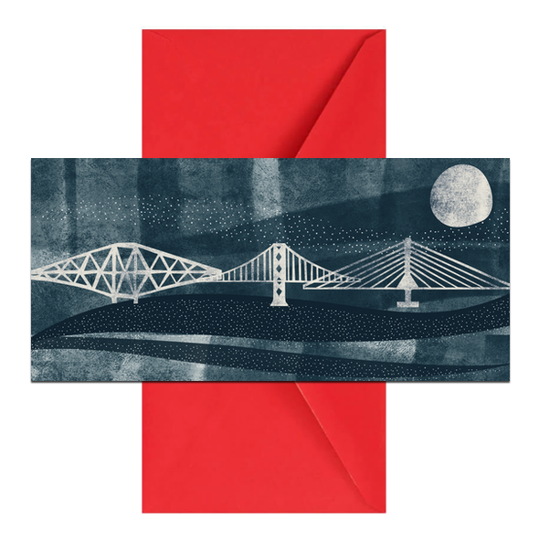 The Forth Bridges in Winter Large Card