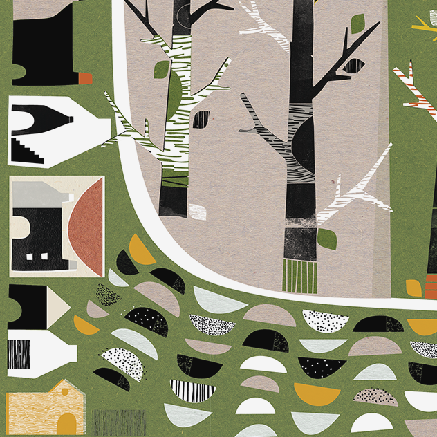 Woodland Village Art Print